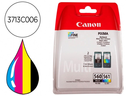 Ink-jet Canon 560 pixma ts5350 ts5351 ts5352 ts5353 pack negro amarillo cian 3713C006, imagen mini