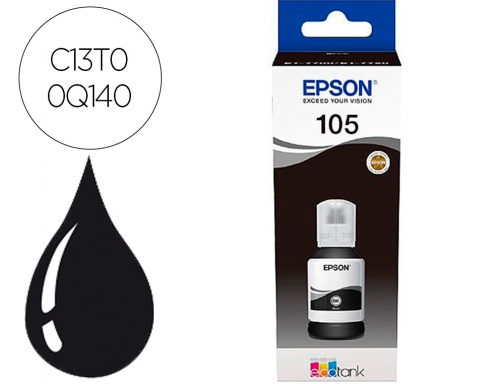Ink-jet Epson 105 ecotank negro ink bottle et-7700 et-7750 C13T00Q140, imagen mini