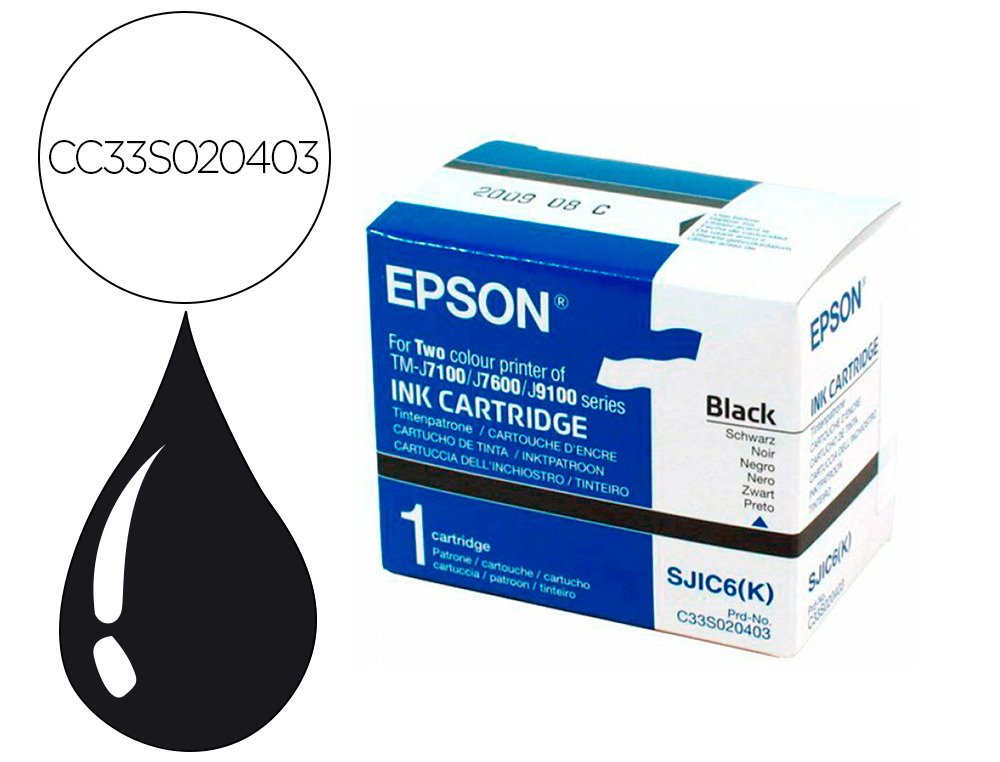 Tintenpatrone für Epson TM-J TMJ 7100 7600 black SJIC6 C33S020403 