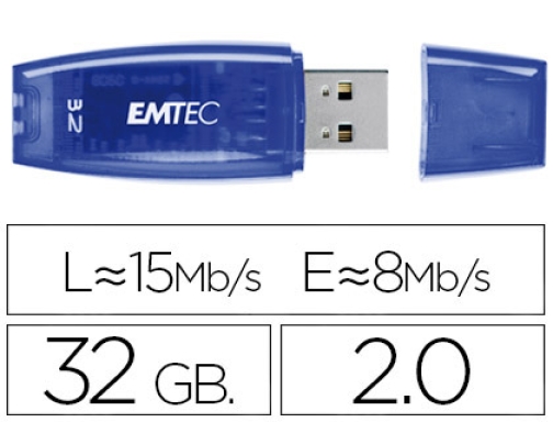 trabajo Antibióticos Cobertizo Memoria usb Emtec flash c410 32 gb 2.0 azul E110640, Hipermaterial.