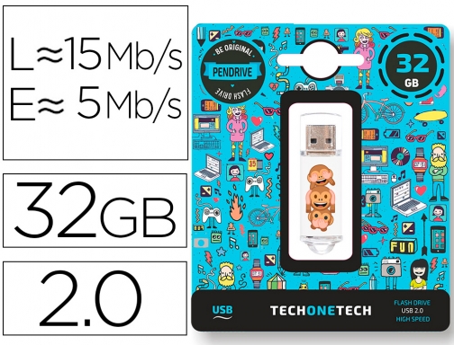 Memoria usb Tech on tech emojitech no evil monos 32 gb TEC4503-32, imagen mini