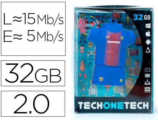 Memoria usb Tech on tech equipacion futbol blaugrana 32 gb TEC50234-32, imagen mini