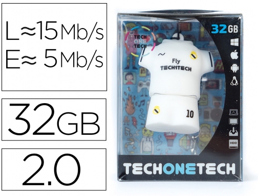 Memoria usb Tech on tech equipacion futbol merengue 32 gb TEC50235-32, imagen mini