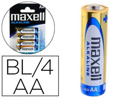 Pila Maxell alcalina 1.5 v AA lr06 de 4 LR06-B4 MXL, Hipermaterial.