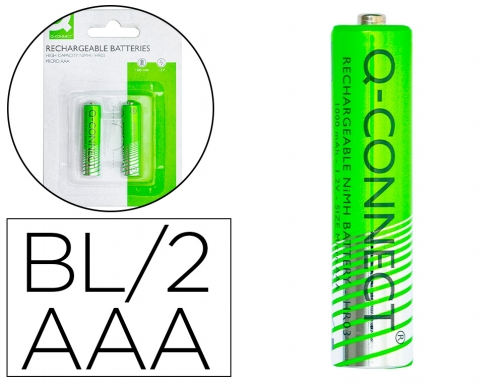Pila Q-connect alcalina AAa recargable blister