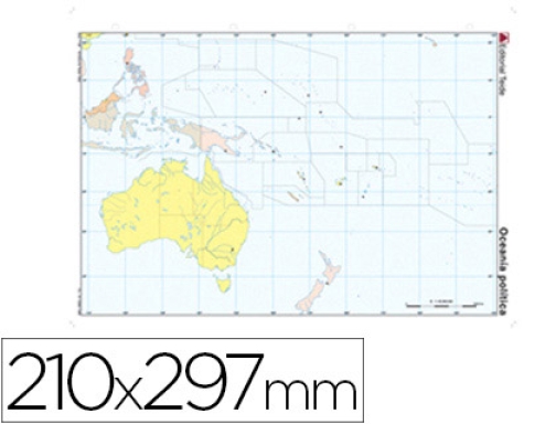 Comprar Mapa mudo color Din A4 oceania politico Teide 71950