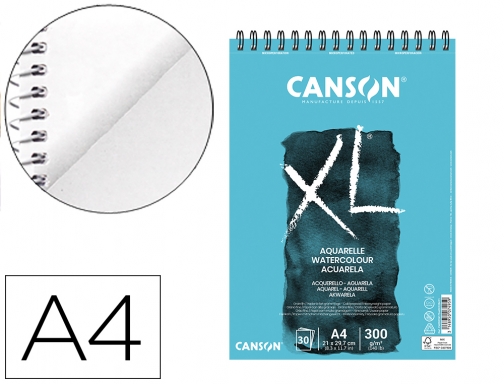 Bloc dibujo acuarela Canson XL aquarelle grano fino Din A4 microperforado  espiral C400039170