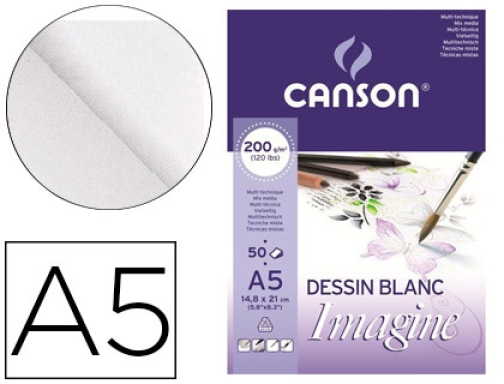 Comprar Bloc dibujo multitecnicas Canson imagine Din A5 encolado liso 14,8x21 cm 50 C200006009
