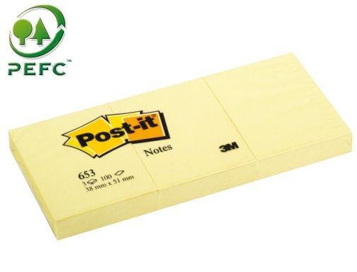 Bloc de notas adhesivas quita y pon Post-it 38x51 mm papel reciclado FT510058546 , amarillo, imagen mini