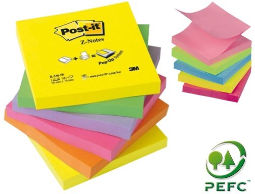 Comprar Pack 6 tacos de notas Post-it 76x76 mm Z-notes Ultra intenso (R330-NR) 600 hjs