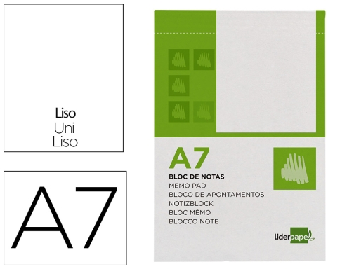 Comprar Bloc notas Liderpapel liso A7 80 hojas 60g m2 perforado 10436