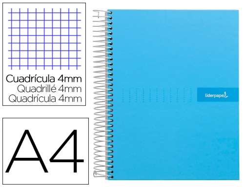 Cuaderno espiral Liderpapel A4 crafty tapa forrada 80h 90 gr cuadro 4mm 09924, imagen mini