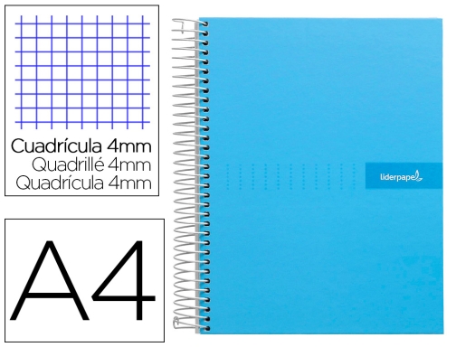 Cuaderno Cuadricula 4 Mm Cuaderno espiral Liderpapel A4 crafty tapa forrada 80h 90 gr cuadro 4mm  09924