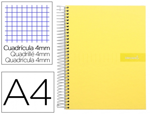 Cuaderno espiral Liderpapel A4 crafty tapa forrada 80h 90 gr cuadro 4mm 09929, imagen mini