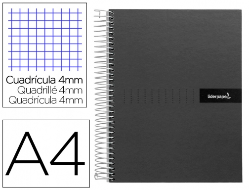 Cuaderno espiral Liderpapel A4 crafty tapa forrada 80h 90 gr cuadro 4mm 09930, imagen mini