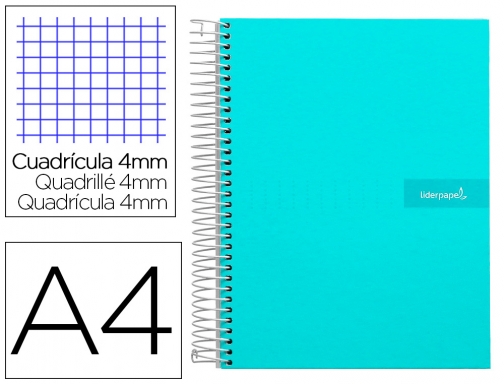 Cuaderno espiral Liderpapel A4 crafty tapa forrada 80h 90 gr cuadro 4mm 09941, imagen mini
