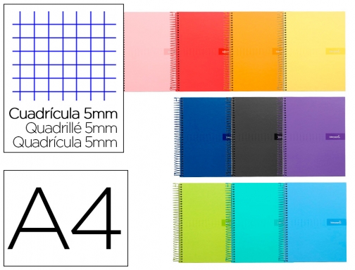 Cuaderno espiral Liderpapel A4 crafty tapa forrada 80h 90 gr cuadro 5 09956, imagen mini