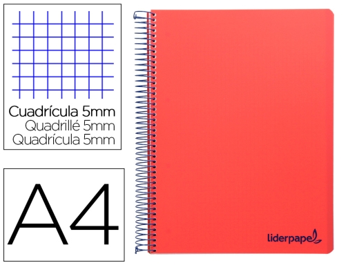 Comprar Cuaderno espiral Liderpapel A4 micro wonder tapa plastico 120h 90 gr cuadro 08946