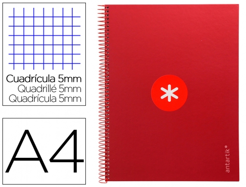 Cuaderno espiral liderpapel A4 micro Antartik tapa forrada 80h 90 gr cuadro KB19, imagen mini