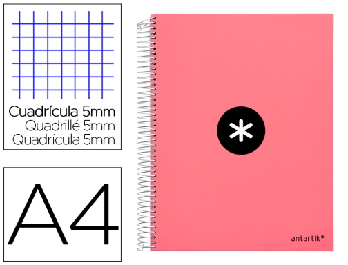 Comprar Cuaderno espiral A4 micro Antartik tapa forrada 120h 90 gr cuadro 5mm KD85