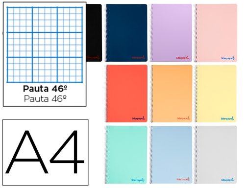 Comprar Cuaderno espiral Liderpapel A4 wonder tapa plastico 80h 90gr rayado nº46 colores 08935
