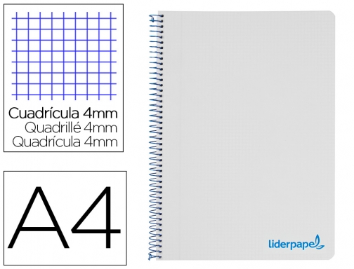 Cuaderno espiral Liderpapel A4 wonder tapa plastico 80h 90gr cuadro 4mm con 09177, imagen mini