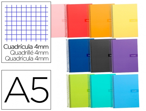 Cuaderno espiral Liderpapel A5 crafty tapa forrada 80h 90 gr cuadro 4 09243, imagen mini