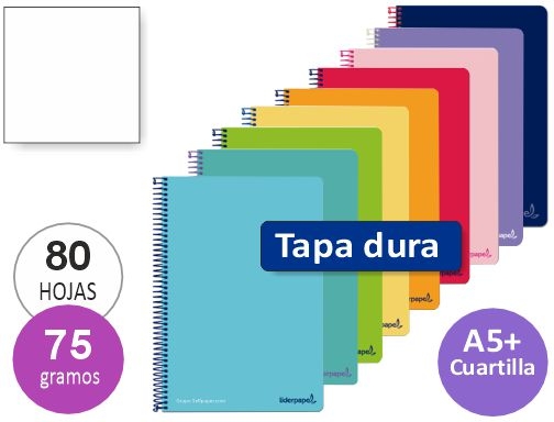 Libreta, cuaderno con hojas lisas en blanco tamaño cuartilla Din