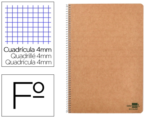 Comprar Cuaderno espiral Liderpapel Din A4 ecouse tapa cartulina kraft 80h papel reciclado 91051