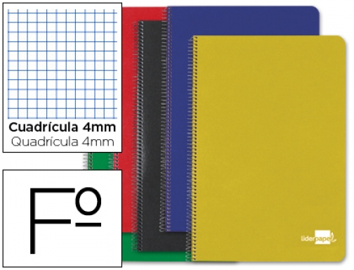 Cuaderno espiral Liderpapel folio tapa dura 80h 60 gr cuadro 4mm con 48679, imagen mini