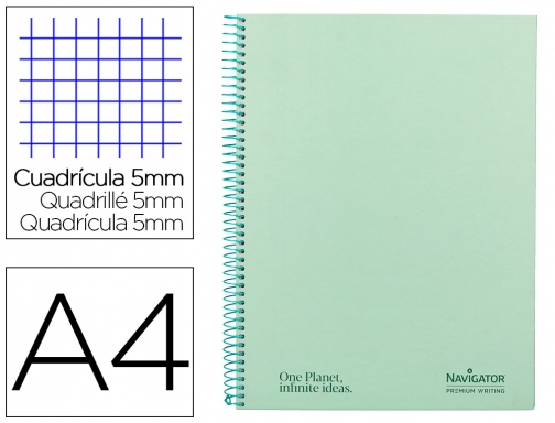 Comprar Cuaderno espiral Navigator A4 micro tapa forrada 120h 80gr cuadro 5mm 5 NA27