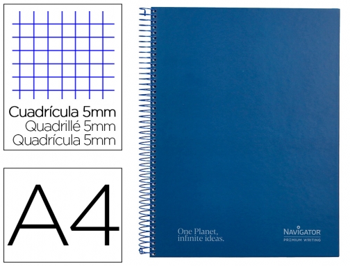 Comprar Cuaderno espiral Navigator A4 micro tapa forrada 120h 80gr cuadro 5mm 5 NA29