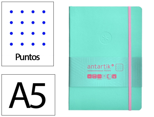 Comprar Cuaderno con gomilla Antartik notes tapa blanda A5 hojas puntos rosa y TY18