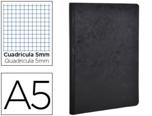 Comprar Libreta agebag tapa cartulina lomo cosido cuadro 5 mm 96 hojas color Clairefontaine 795421C