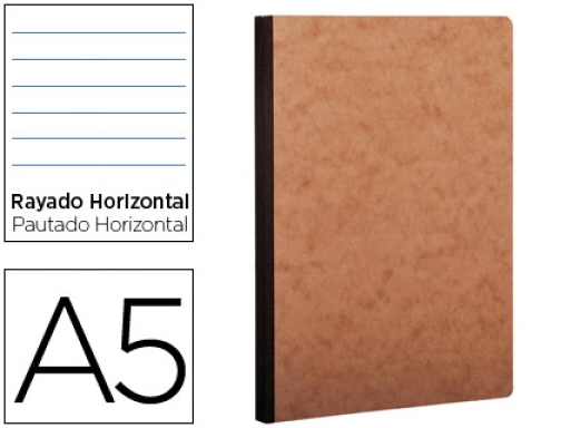 Comprar Libreta agebag tapa cartulina lomo cosido rayado horizontal 96 hojas color havana Clairefontaine 79546C