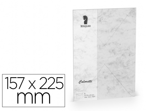 Sobre Rossler coloret ti c5 color marmol gris 157x225 mm pack de 5 220711514, imagen mini