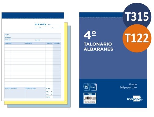 Comprar Talonario de albaranes triplicado, T-122 T315, original y 2 copias, 144x210 mm