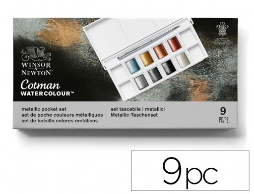 Acuarela Winsor&newton caja de metal bolsillo con 8 colores de metal + 0390702 , surtidos, imagen mini