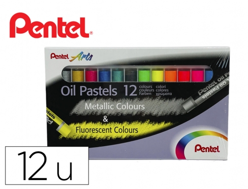 Lapices Pentel oil pastel caja de 6 colores de metal y 6 PHN-MF12 , surtidos, imagen mini