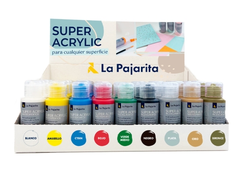 Comprar Pintura La pajarita super acrilica bote 60 ml expositor de sobremesa 54 090914 , surtidos