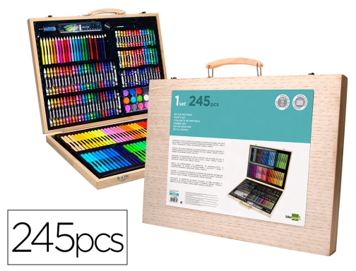 Comprar Estuche de pintura Liderpapel madera 245 piezas maletin 49x36,6x4,5 cm 163887