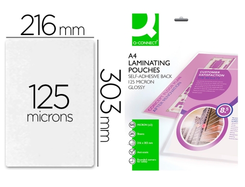 Comprar Bolsa de plastificar Qconnect 303 x 216 mm 125 mc Din A4 KF24056
