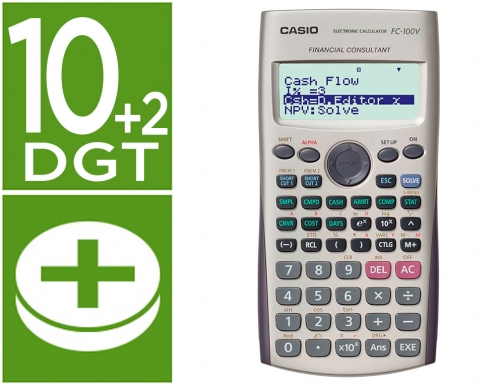 Calculadora Casio FC-100V financiera 4 lineas 10+2 digitos almacenamiento flash calculo de, imagen mini