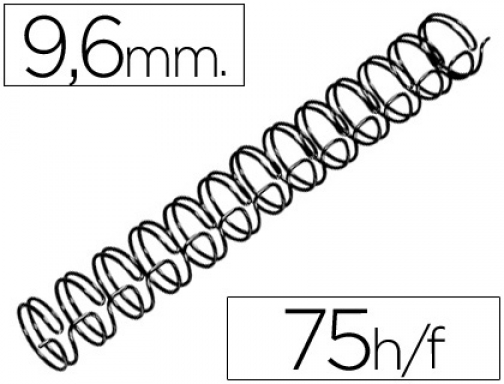 Espiral wire 3:1 9,6 mm n.6 negro capacidad 75 hojas caja de Gbc RG810610, imagen mini