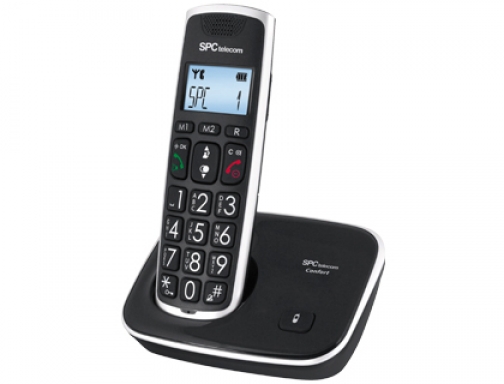 Telefono inalambrico spc Telecom 7608N teclas digitos y pantalla extra grandes compatible , negro, imagen mini