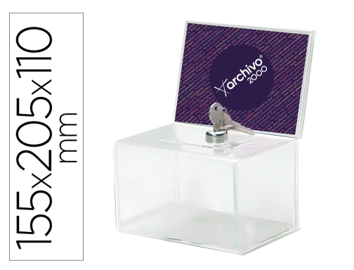 Comprar Buzon de sugerencia Archivo 2000 con cerradura y dos llaves color cristal 652002 CS TP , transparente