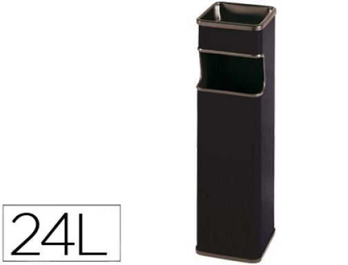 Cenicero papelera cuadrado 403 negro de metal 65x18x18 cm Sie 403-N, imagen mini