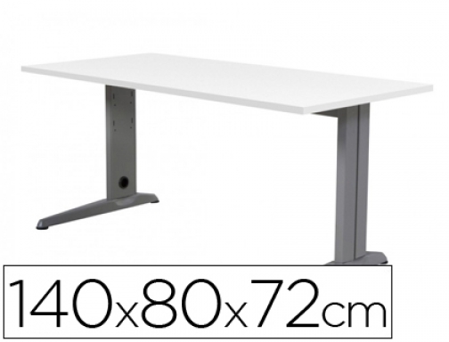 Mesa de oficina Rocada metal 2001AC04 aluminio blanco 140x80 cm, imagen mini