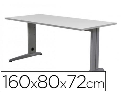 Mesa de oficina Rocada metal 2002AC02 aluminio gris 160x80 cm, imagen mini