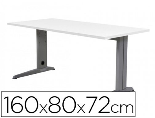 Mesa de oficina Rocada metal 2002AC04 aluminio blanco 160x80 cm, imagen mini